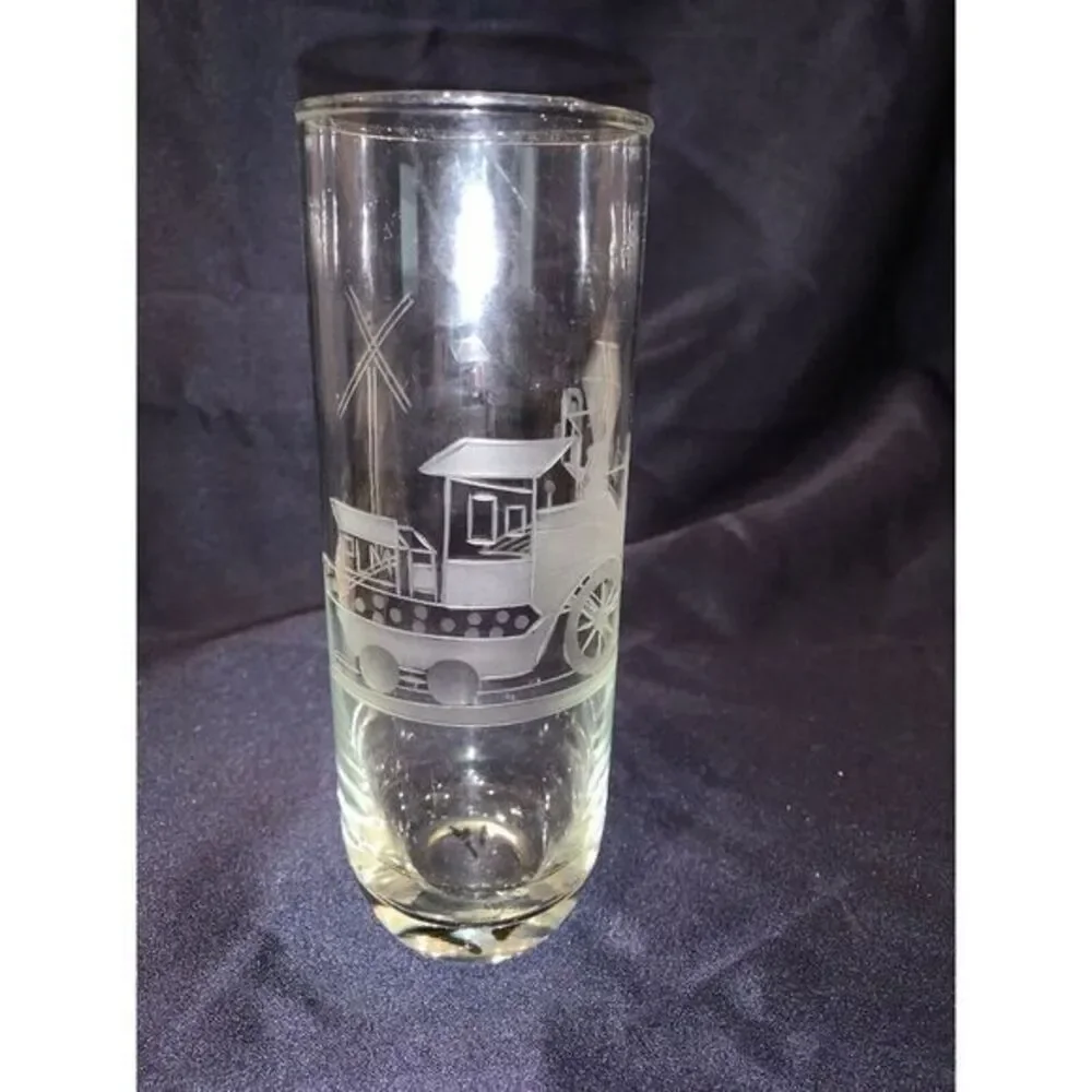 Etched Classic Car Tall Tumbler Glasses Drinking Highball Cocktail 7